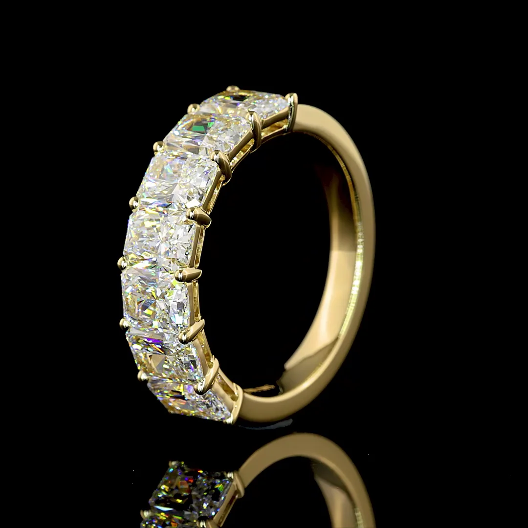 3.01 Cts 14k Yellow Gold Radiant Shape 7 Stones Eternity Band - Image 4