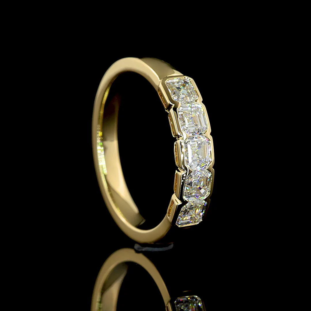 1.03 Cts 14k Yellow Gold Asscher Shape 5 Stones Eternity Band - Image 2