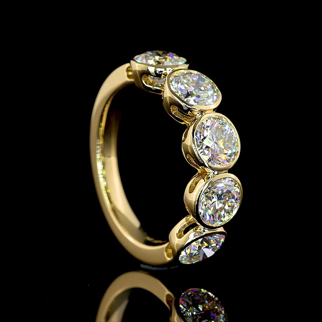 2.98 Cts 14k Yellow Gold Round Shape 5 Stones Eternity Band - Image 2