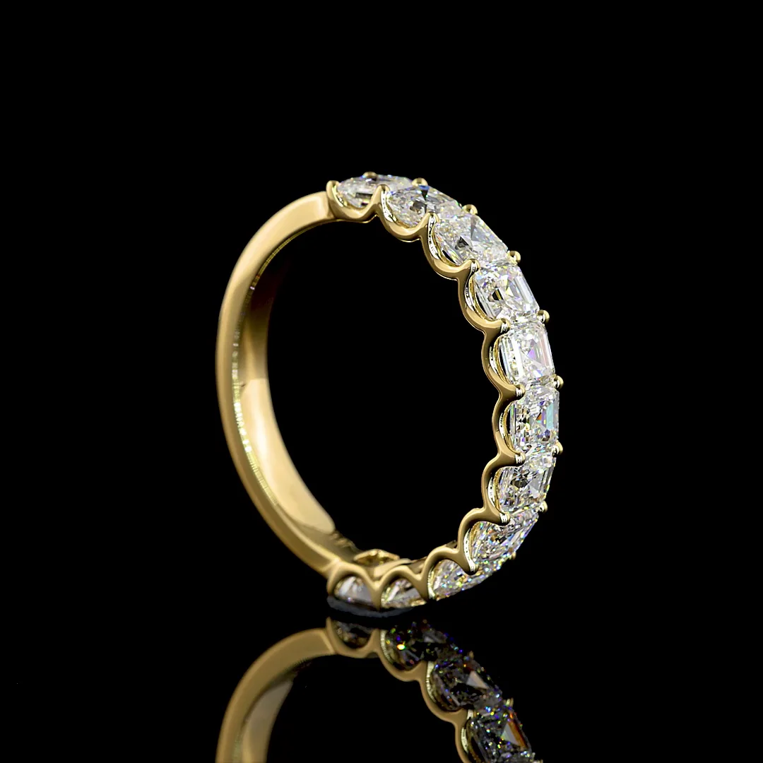 1.96 Cts 14k Yellow Gold Asscher Shape 3/4 Band Eternity Band - Image 2