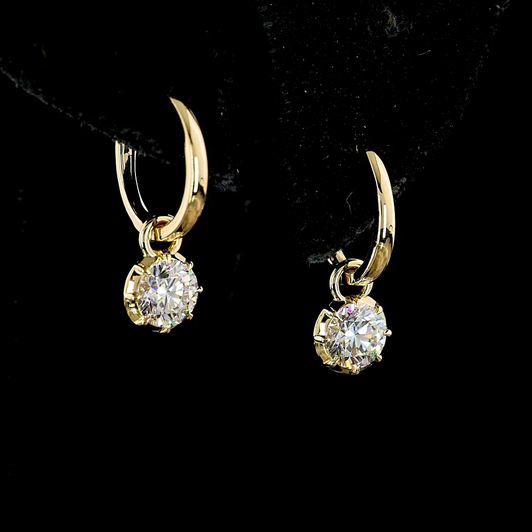 1 Cts 14k Yellow Gold Round Shape Hanging Earring - Image 2