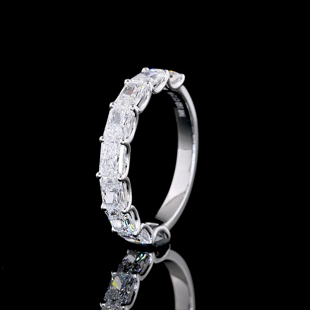 1.99 Cts 14k White Gold Radiant Shape Half Eternity Eternity Band - Image 4