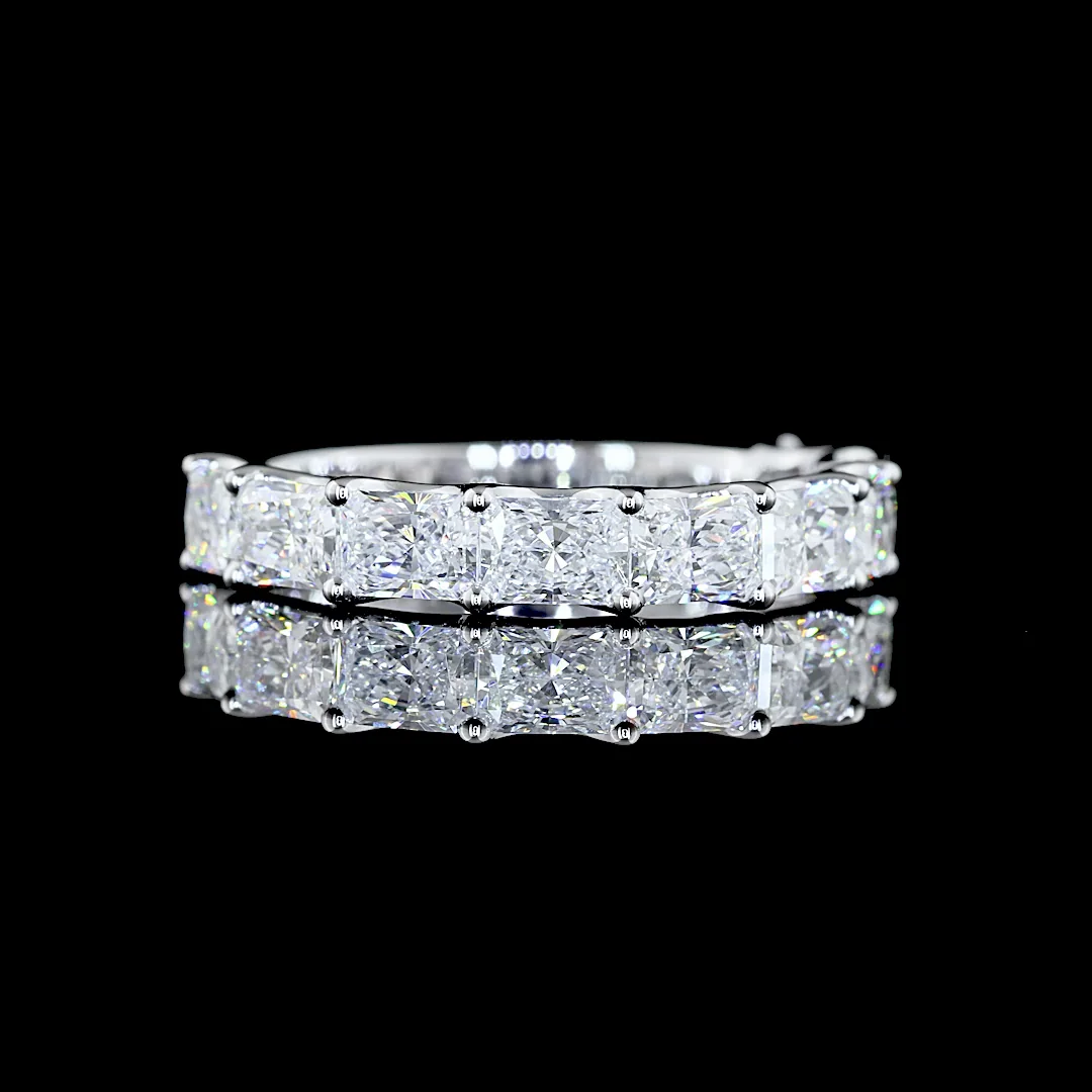 1.99 Cts 14k White Gold Radiant Shape Half Eternity Eternity Band - Video