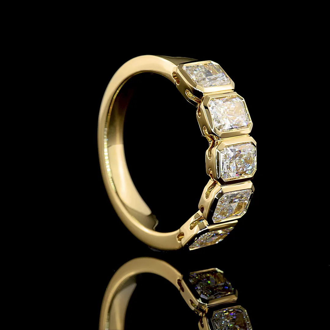 2.05 Cts 14k Yellow Gold Radiant Shape 5 Stones Eternity Band - Image 2