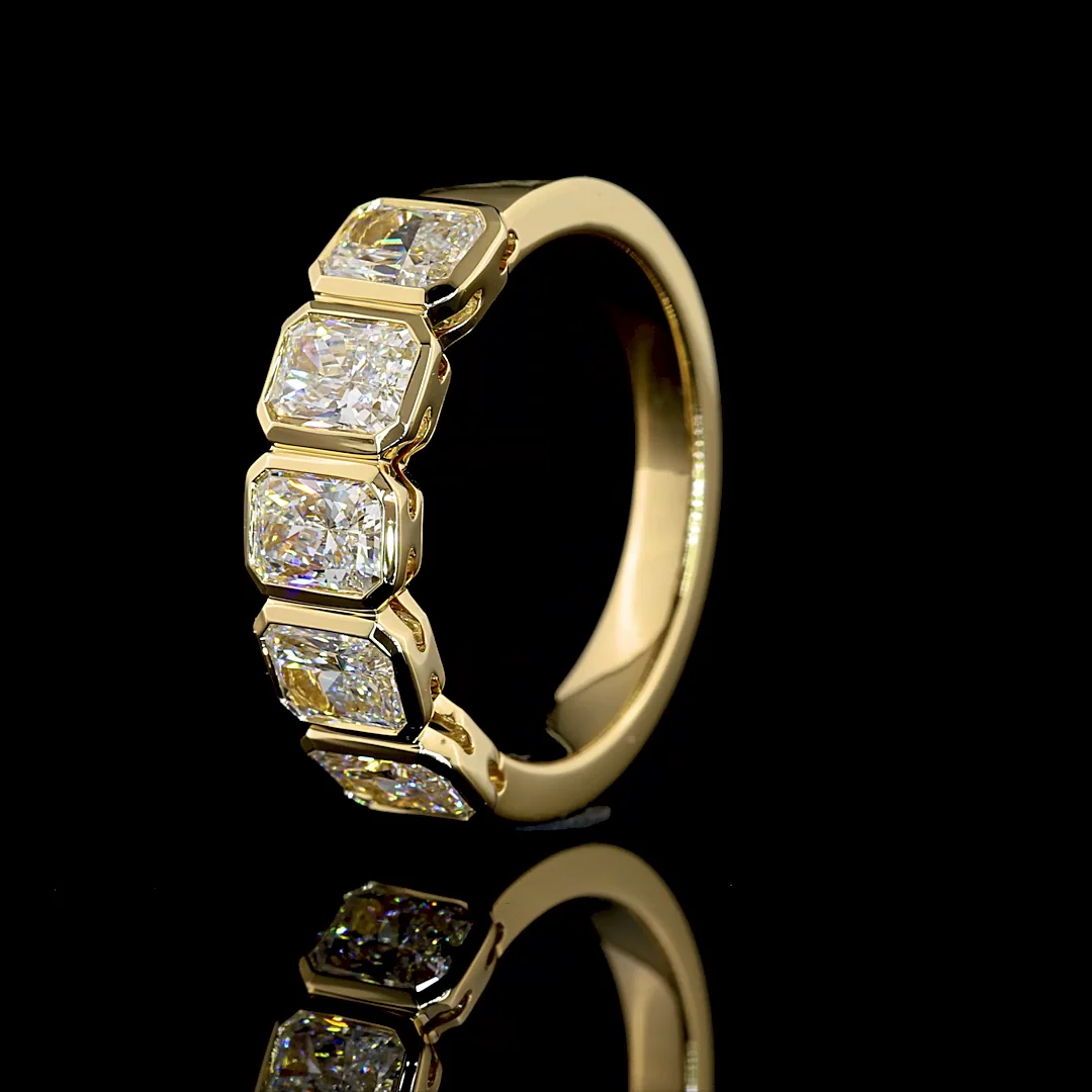 2.05 Cts 14k Yellow Gold Radiant Shape 5 Stones Eternity Band - Image 4