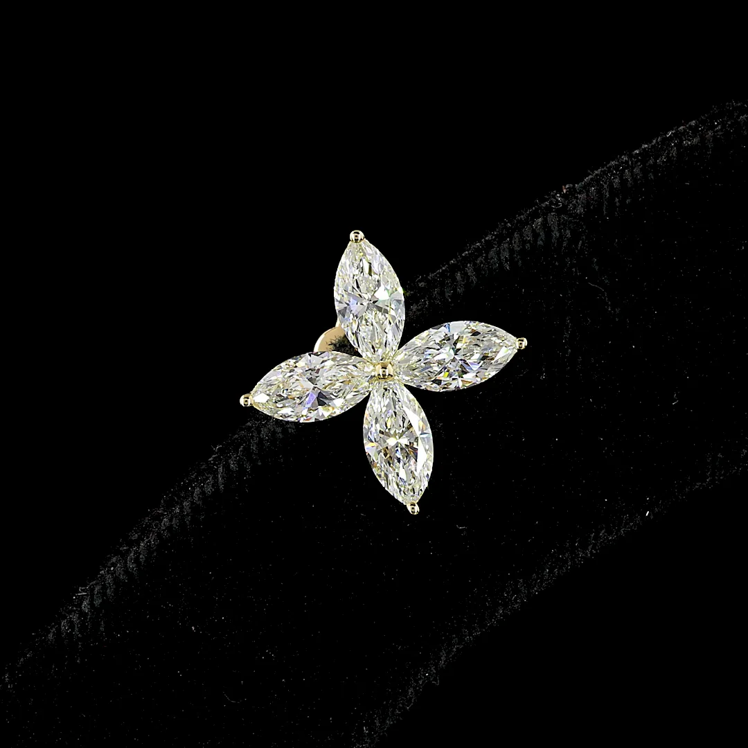 2.48 Cts 14k Yellow Gold Marquise Shape Studs Earring - Image 4