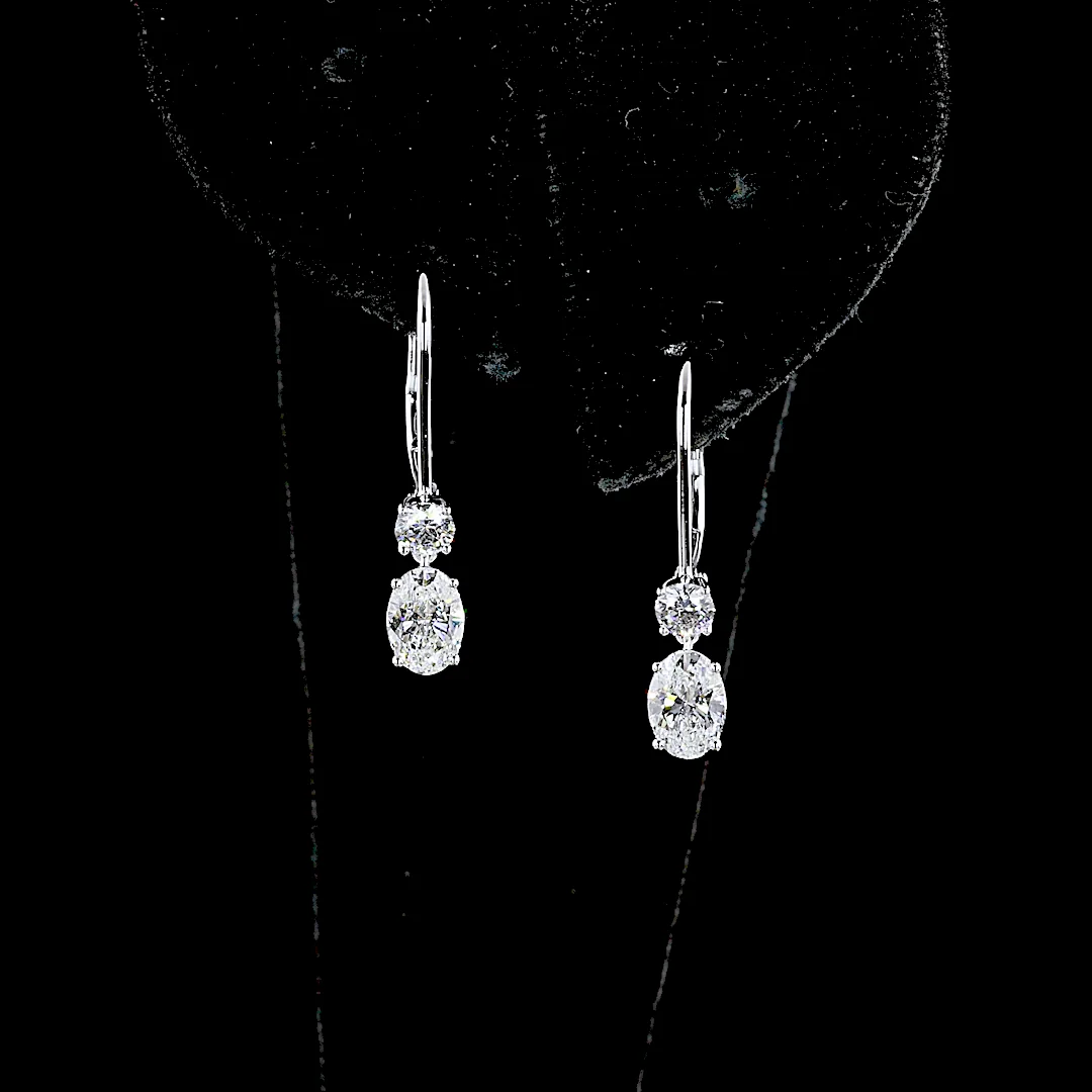 1.34 Cts 14k White Gold Mix Shape Hanging Earring - Image 4