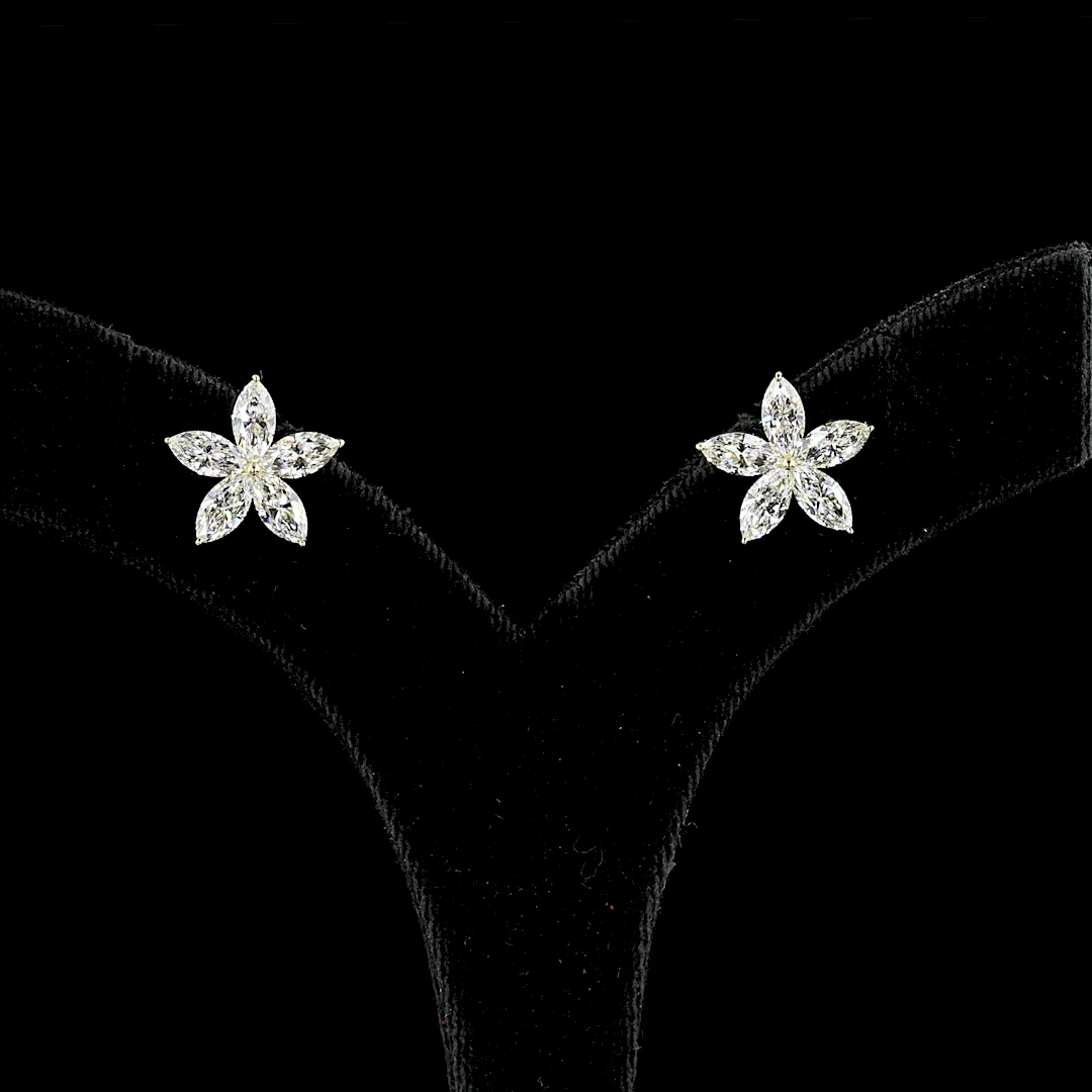 3.18 Cts 14k Yellow Gold Marquise Shape Studs Earring - Image 3