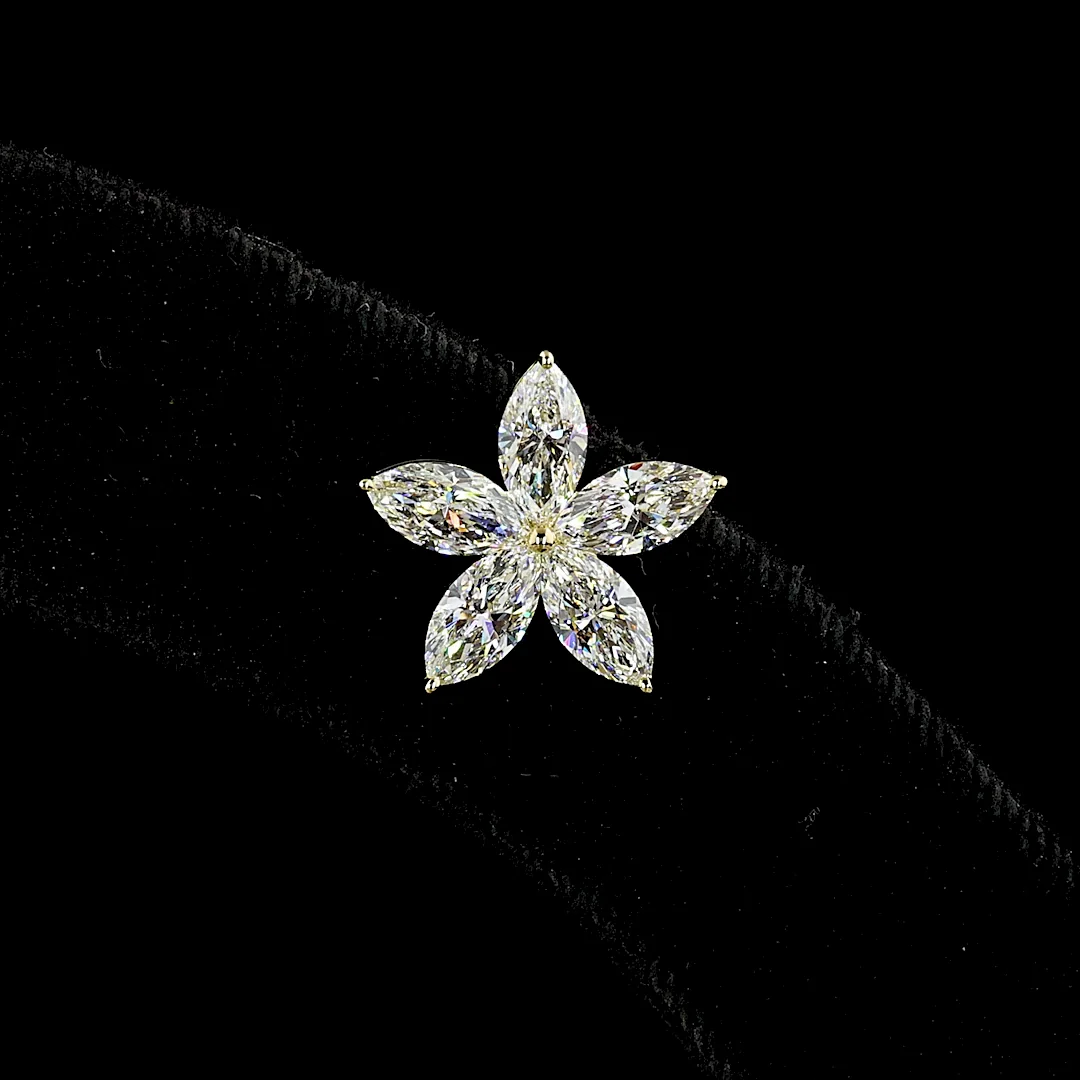 3.18 Cts 14k Yellow Gold Marquise Shape Studs Earring - Image 4