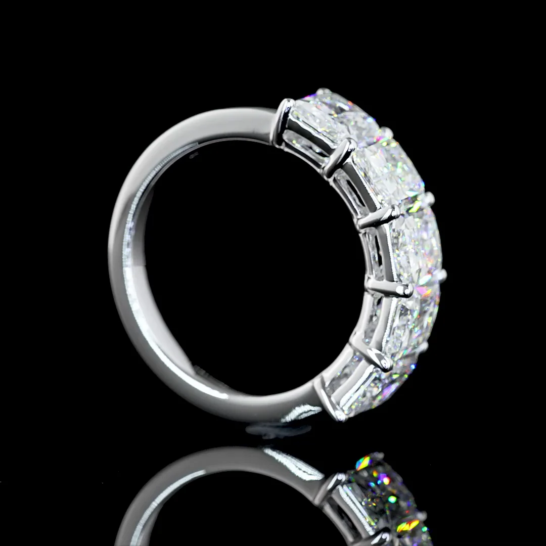 5.03 Cts 14k White Gold Radiant Shape 5 Stones Eternity Band - Image 2