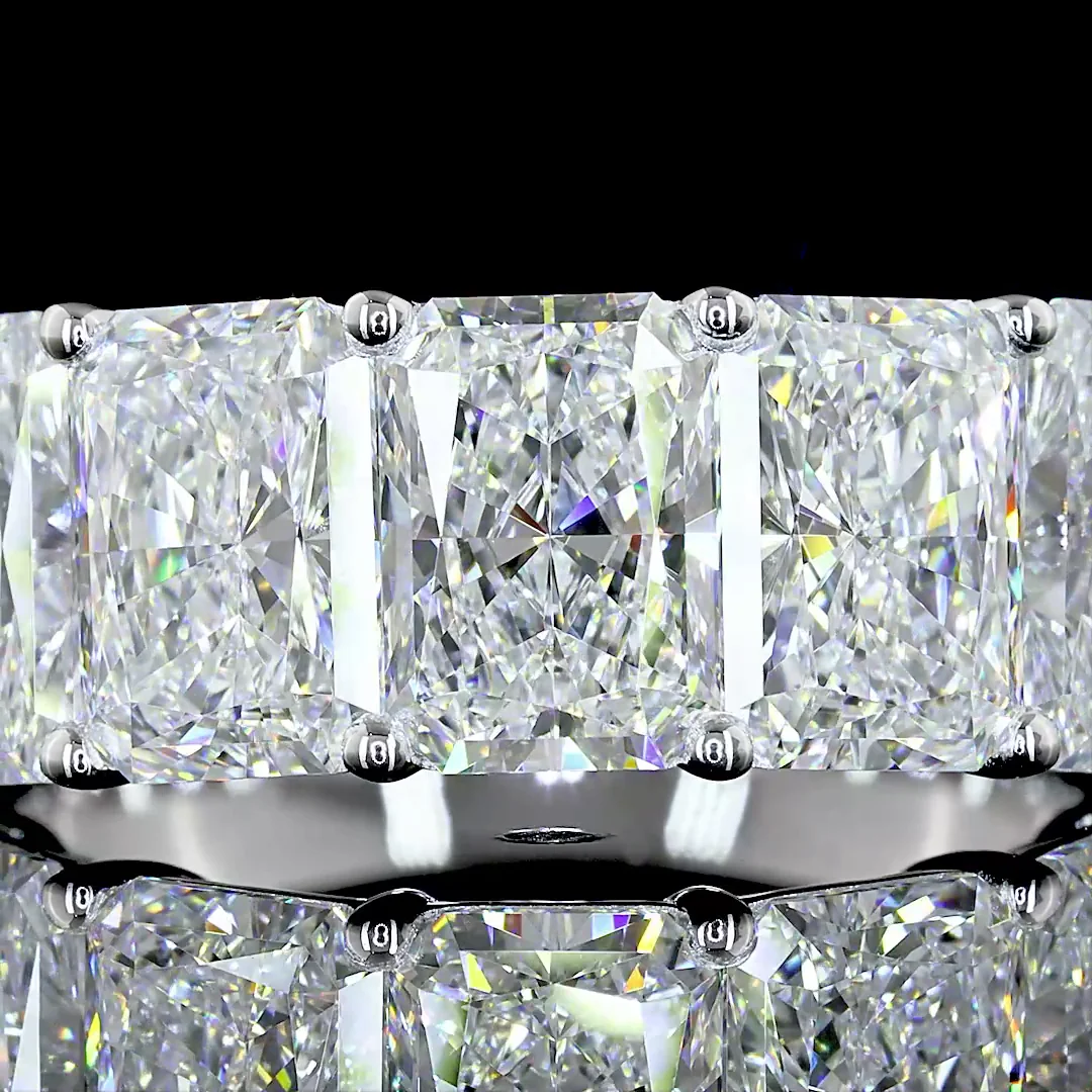 5.03 Cts 14k White Gold Radiant Shape 5 Stones Eternity Band - Image 3