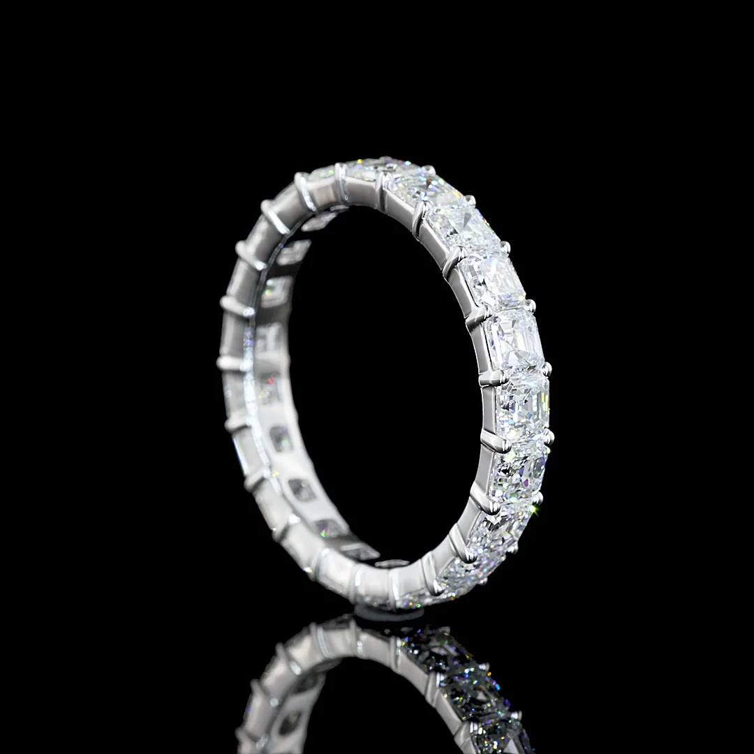 3.03 Cts 14k White Gold Asscher Shape Eternity Band Eternity Band - Image 2