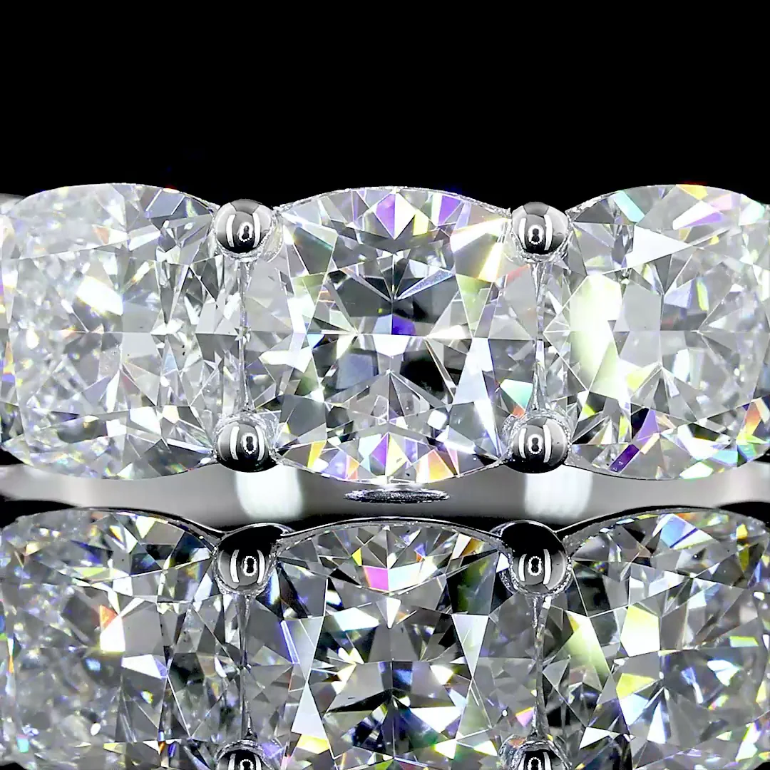 3 Cts 14k White Gold Square Cushion Brilliant Shape 5 Stones Eternity Band - Image 3