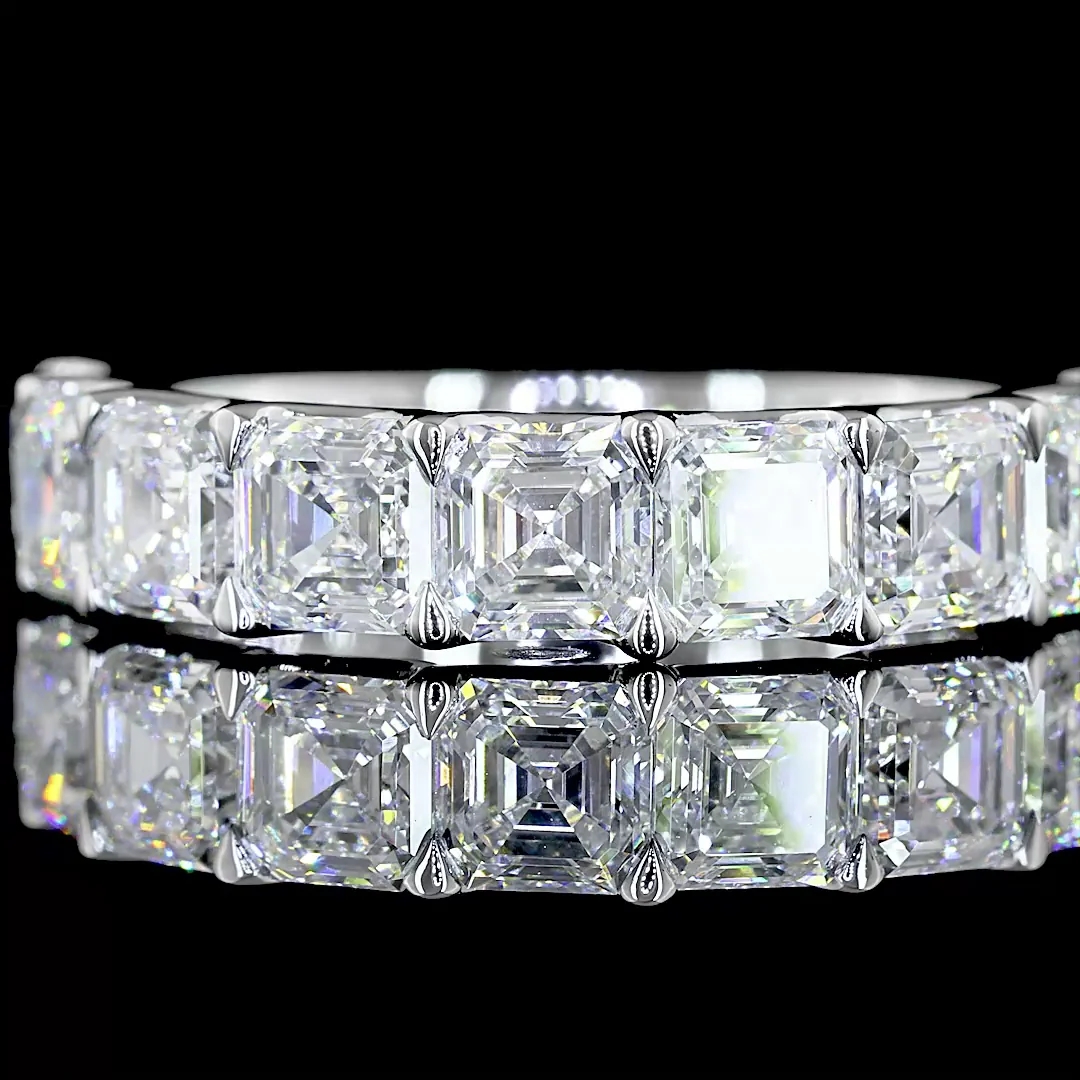 3.1 Cts 14k White Gold Asscher Shape Half Eternity Eternity Band - Image 3