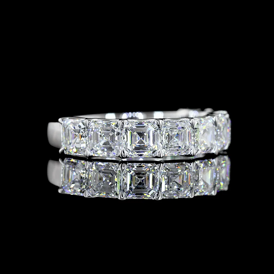3.1 Cts 14k White Gold Asscher Shape Half Eternity Eternity Band - Video