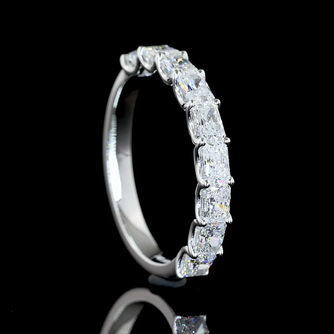 1.08 Cts 14k White Gold Radiant Shape Half Eternity Eternity Band - Image 2