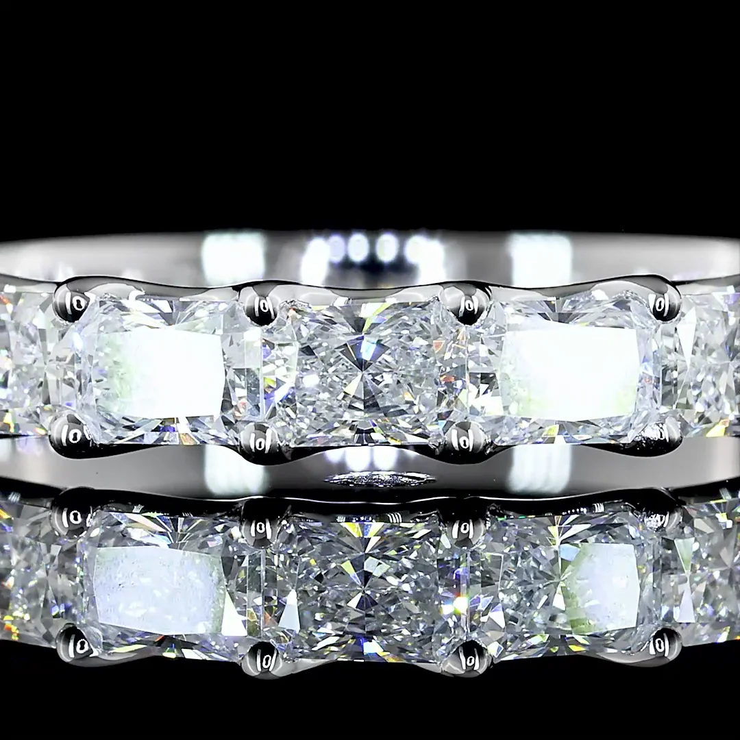 1.08 Cts 14k White Gold Radiant Shape Half Eternity Eternity Band - Image 3