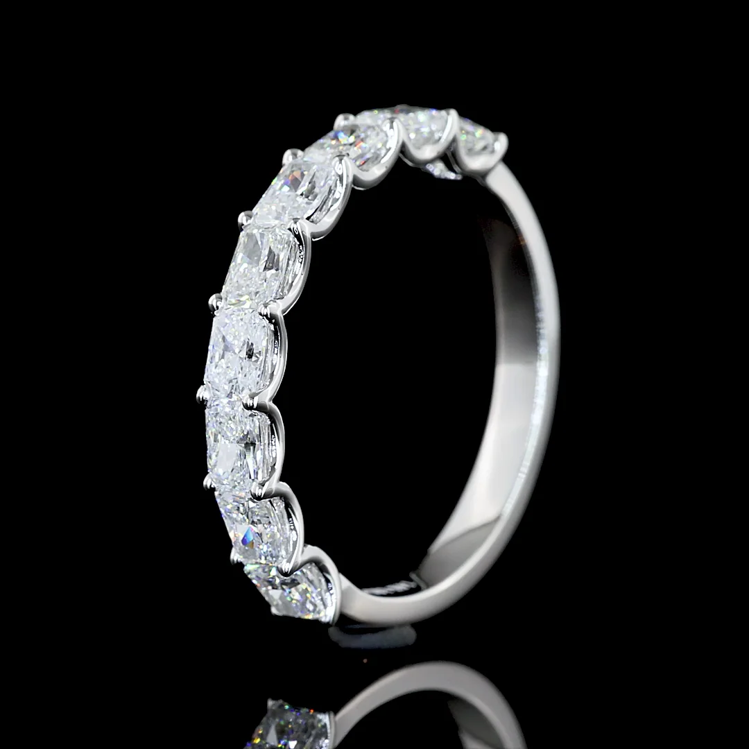 1.08 Cts 14k White Gold Radiant Shape Half Eternity Eternity Band - Image 4