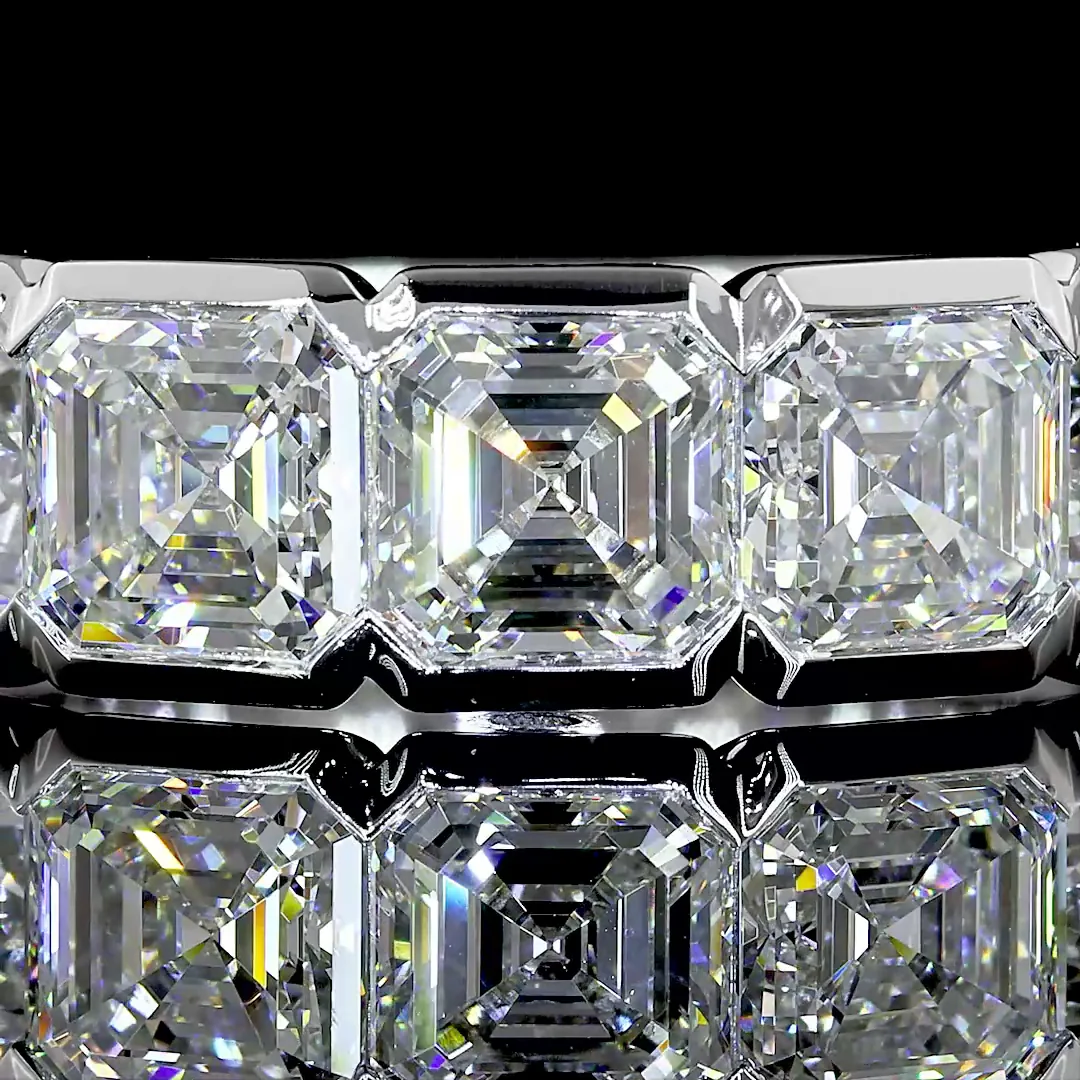 5.08 Cts 14k White Gold Asscher Shape Half Eternity Eternity Band - Image 3