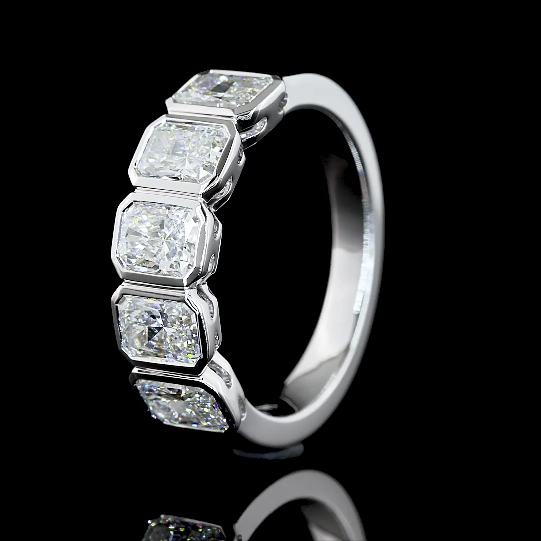 2.11 Cts 14k White Gold Radiant Shape 5 Stones Eternity Band - Image 4