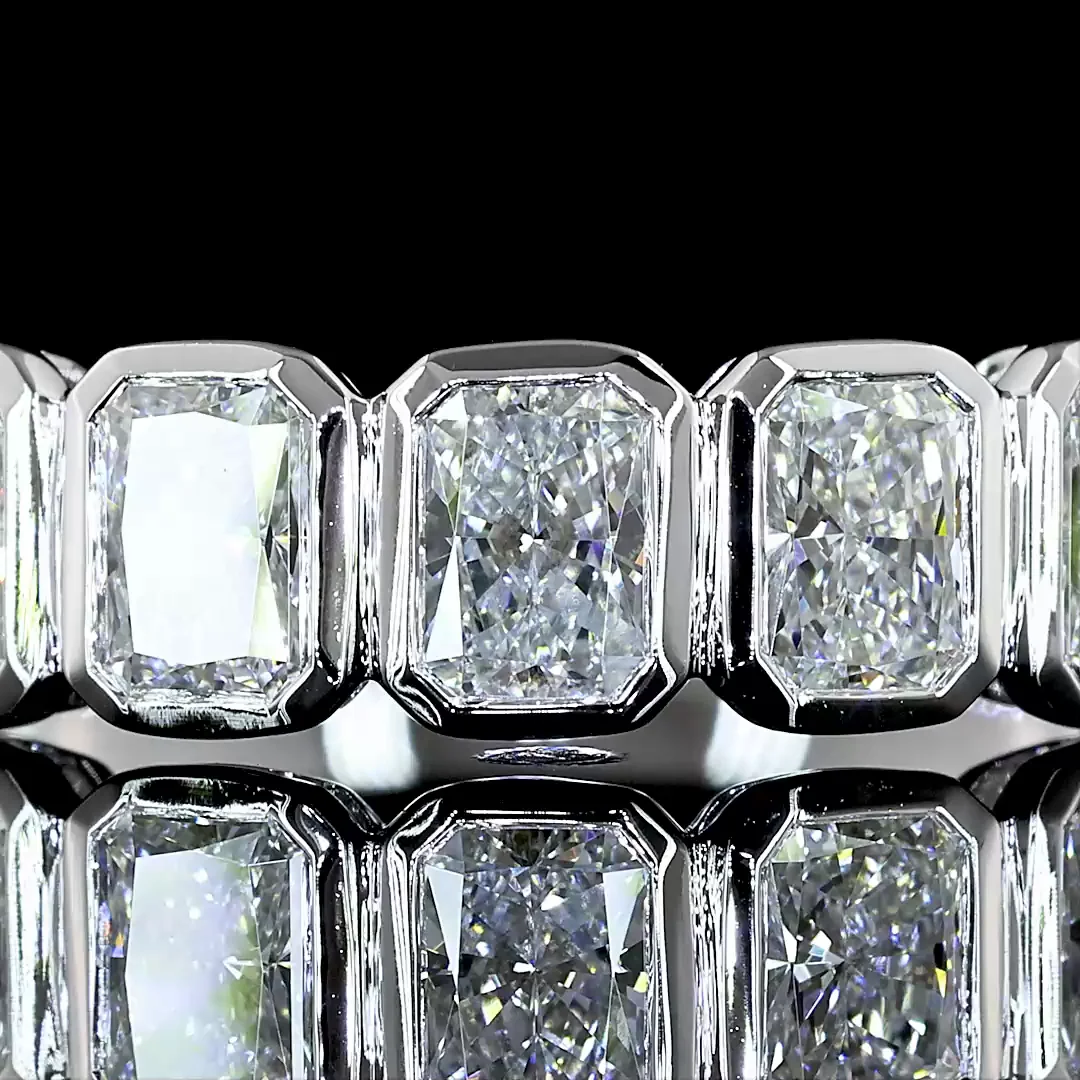 1.03 Cts 14k White Gold Radiant Shape 5 Stones Eternity Band - Image 3