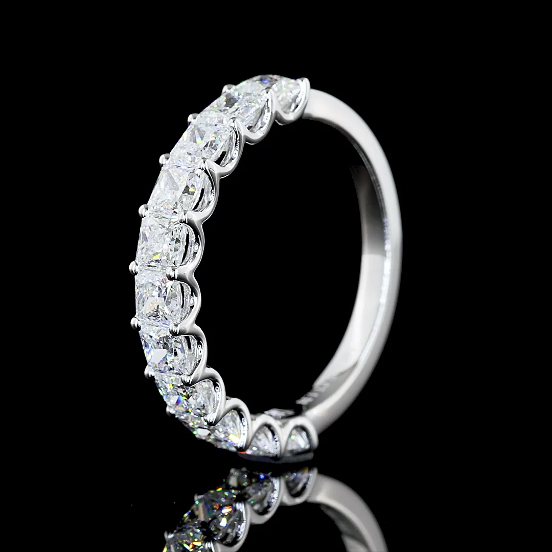 1.98 Cts 14k White Gold Princess Shape Half Eternity Eternity Band - Image 4