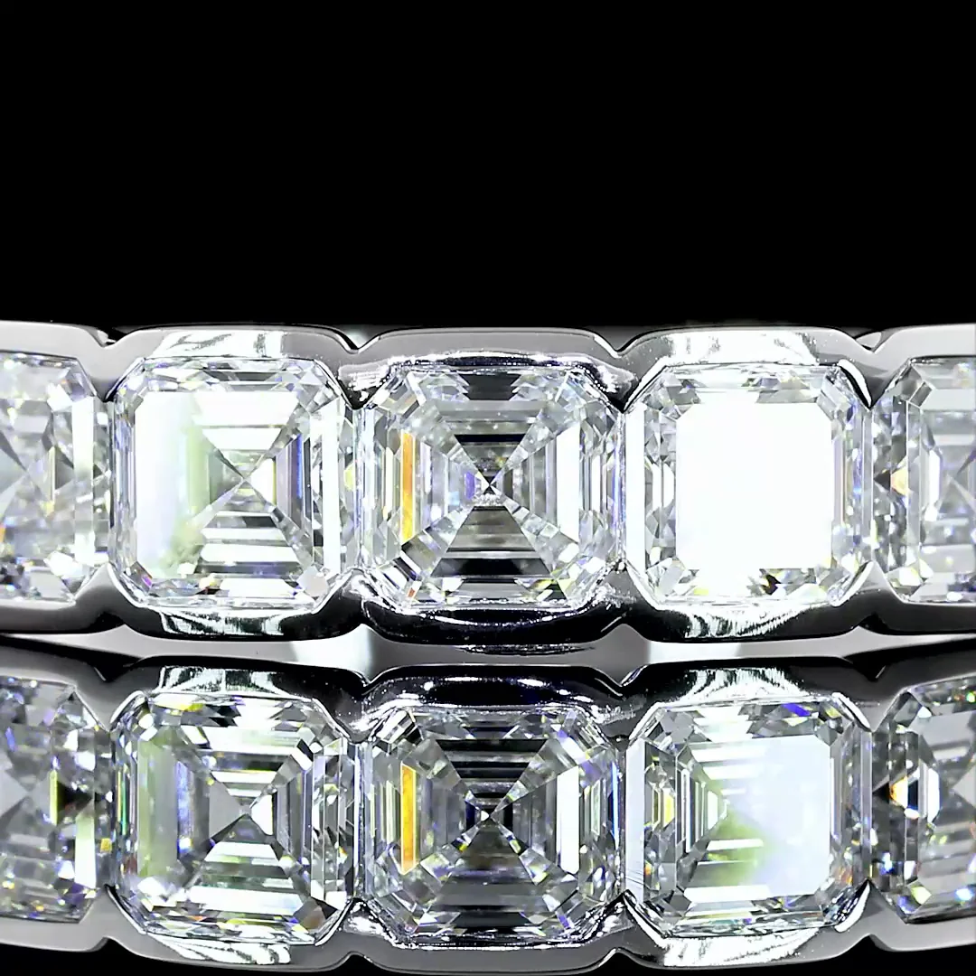 1.03 Cts 14k White Gold Asscher Shape 5 Stones Eternity Band - Image 3