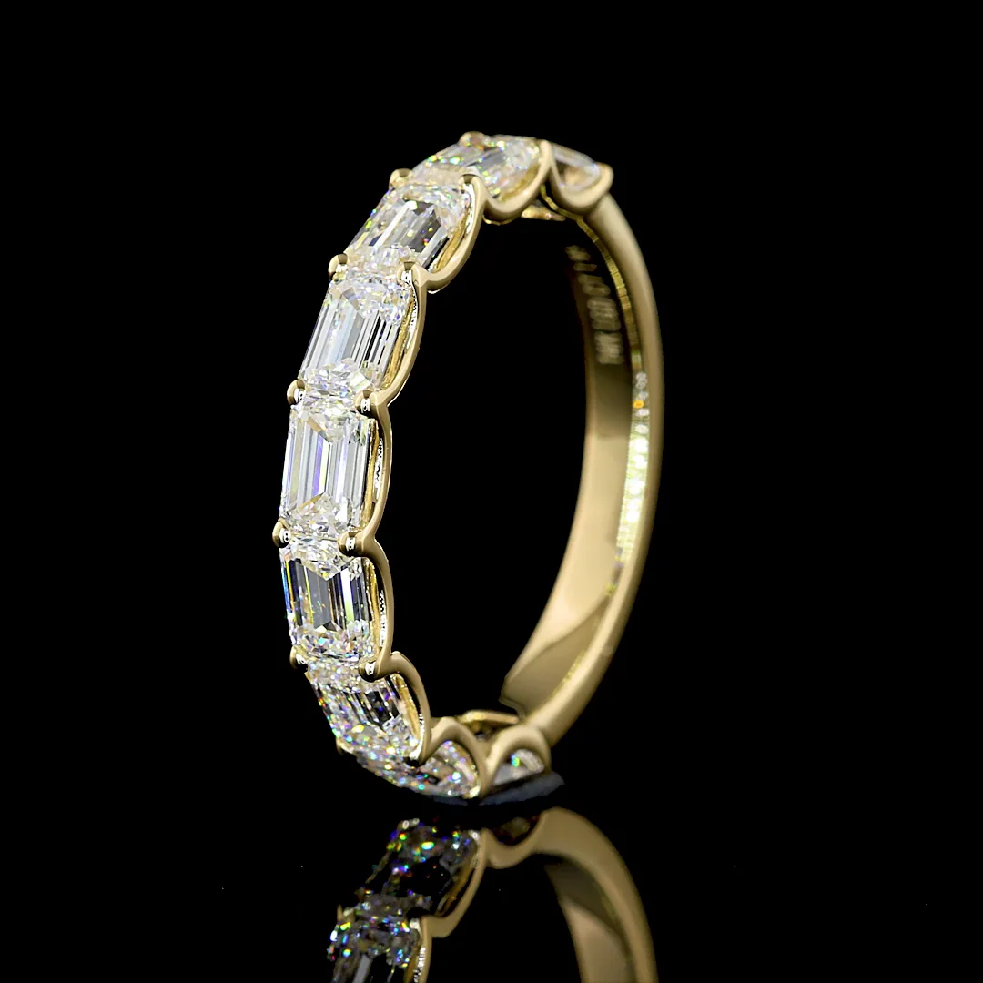 1.95 Cts 14k Yellow Gold Emerald Shape Half Eternity Eternity Band - Image 4