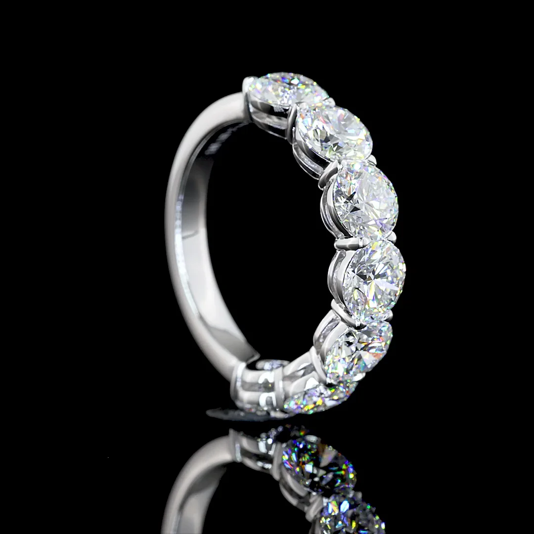 4.02 Cts 14k White Gold Round Shape 7 Stones Eternity Band - Image 2