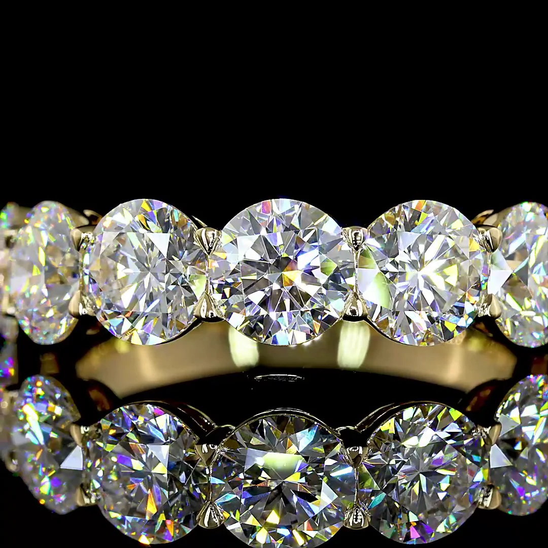 3.92 Cts 14k Yellow Gold Round Shape Half Eternity Eternity Band - Image 3