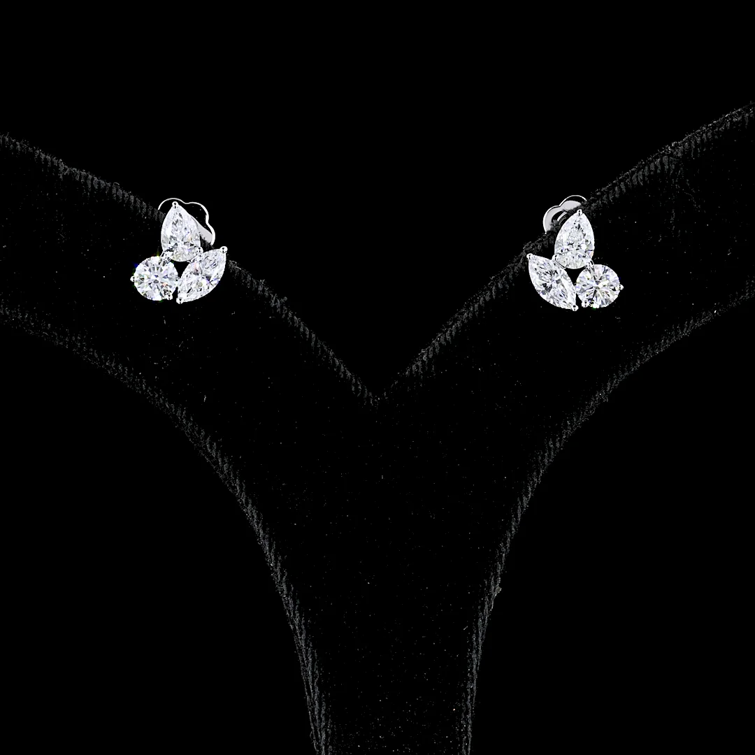 1.88 Cts 14k White Gold Pear Shape Studs Earring - Image 3