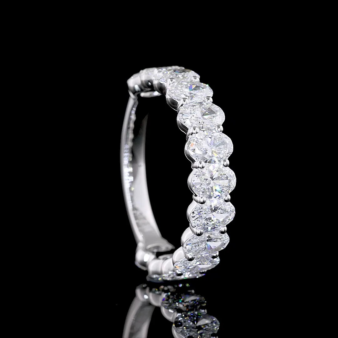 2.56 Cts 14k White Gold Oval Shape 3/4 Band Eternity Band - Image 2