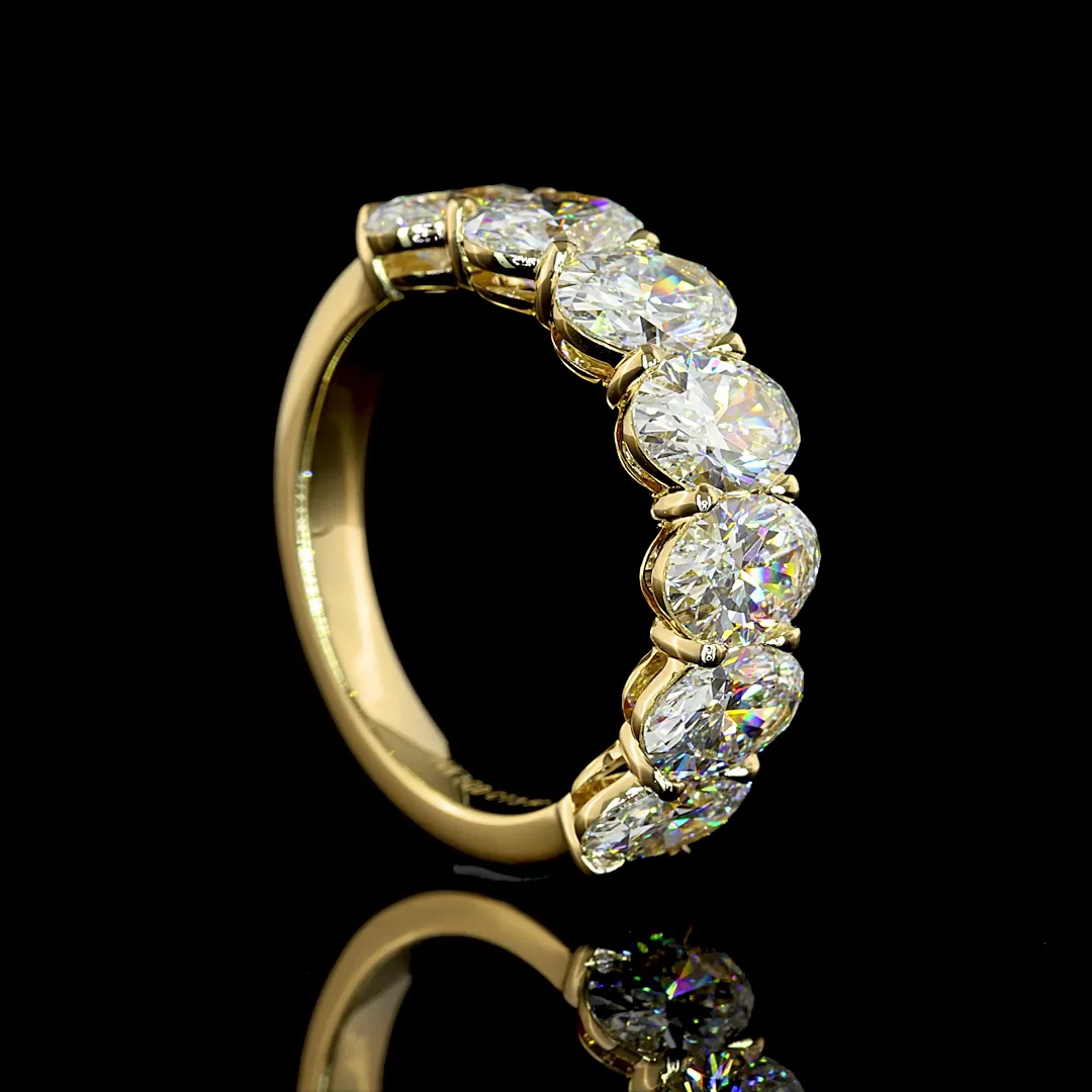 3.93 Cts 14k Yellow Gold Oval Shape 7 Stones Eternity Band - Image 2