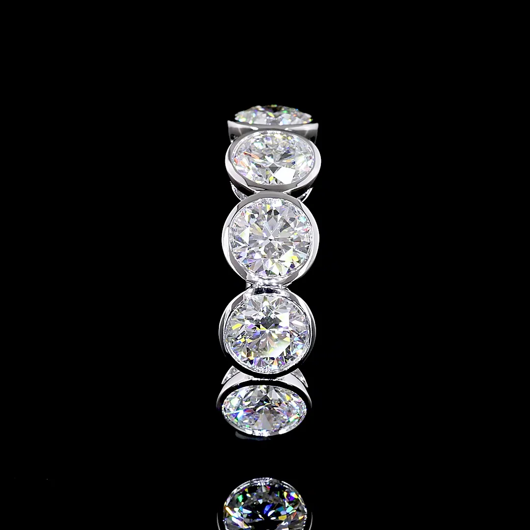 2.96 Cts 14k White Gold Round Shape 5 Stones Eternity Band - Image 4