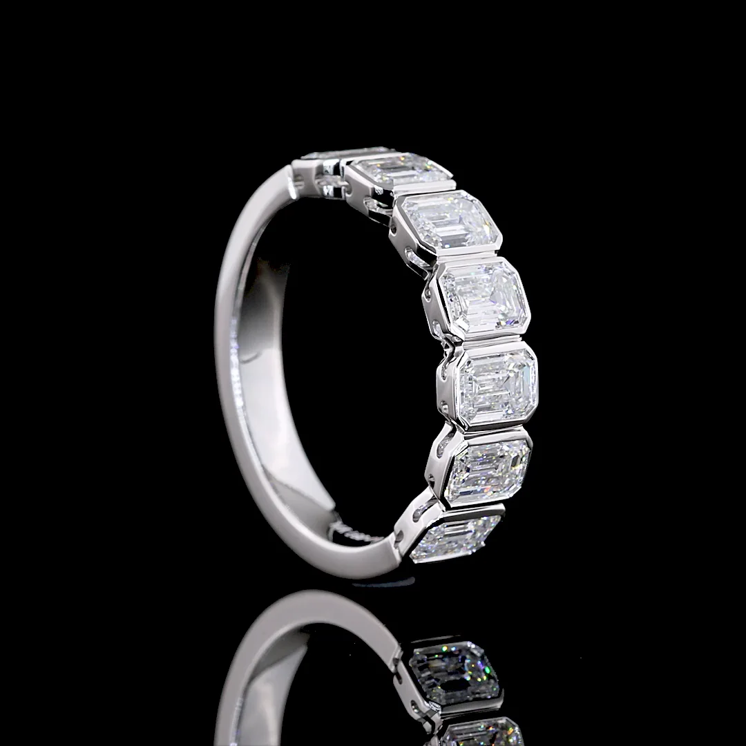 1.91 Cts 14k White Gold Emerald Shape Half Eternity Eternity Band - Image 2