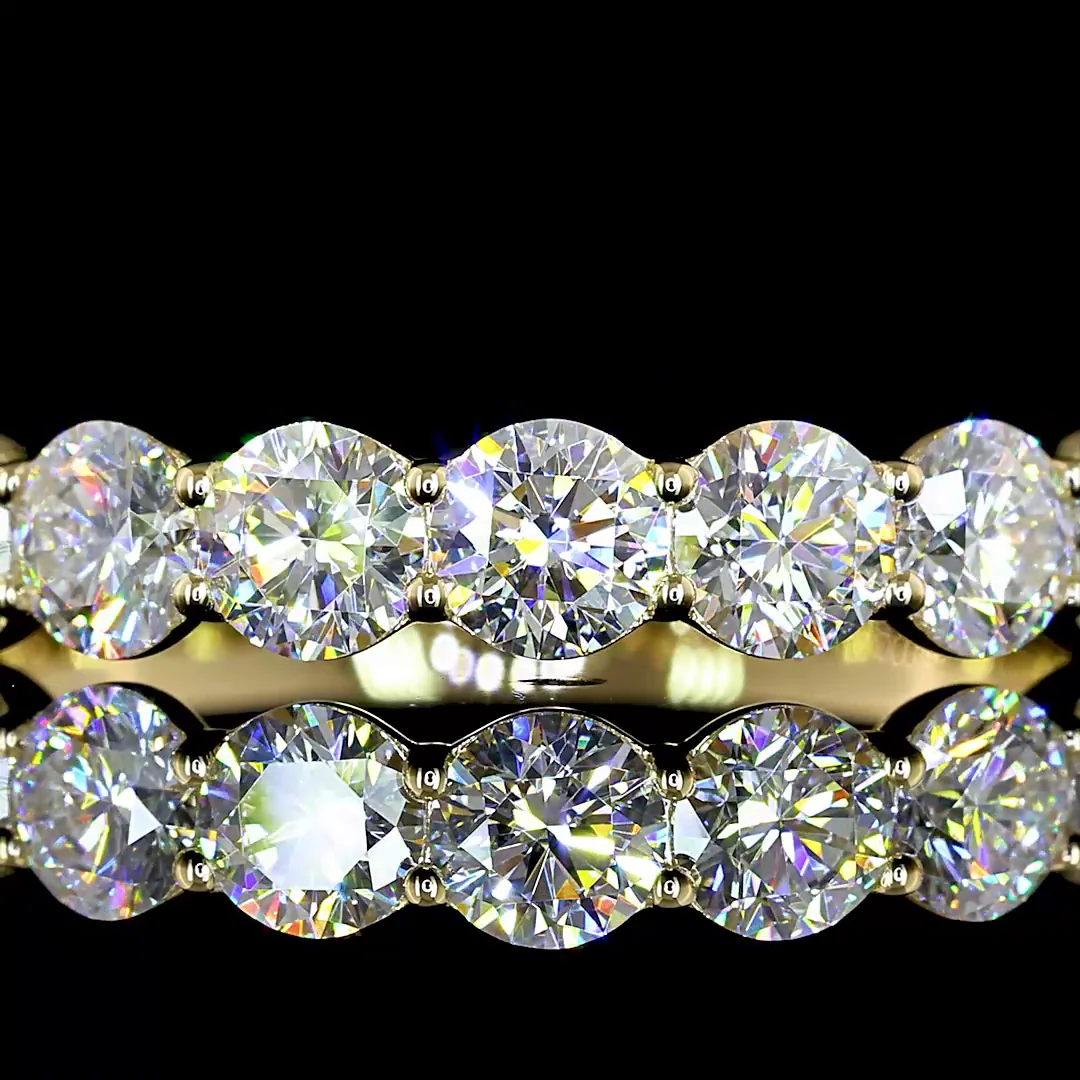 0.94 Cts 14k Yellow Gold Round Shape 7 Stones Eternity Band - Image 3
