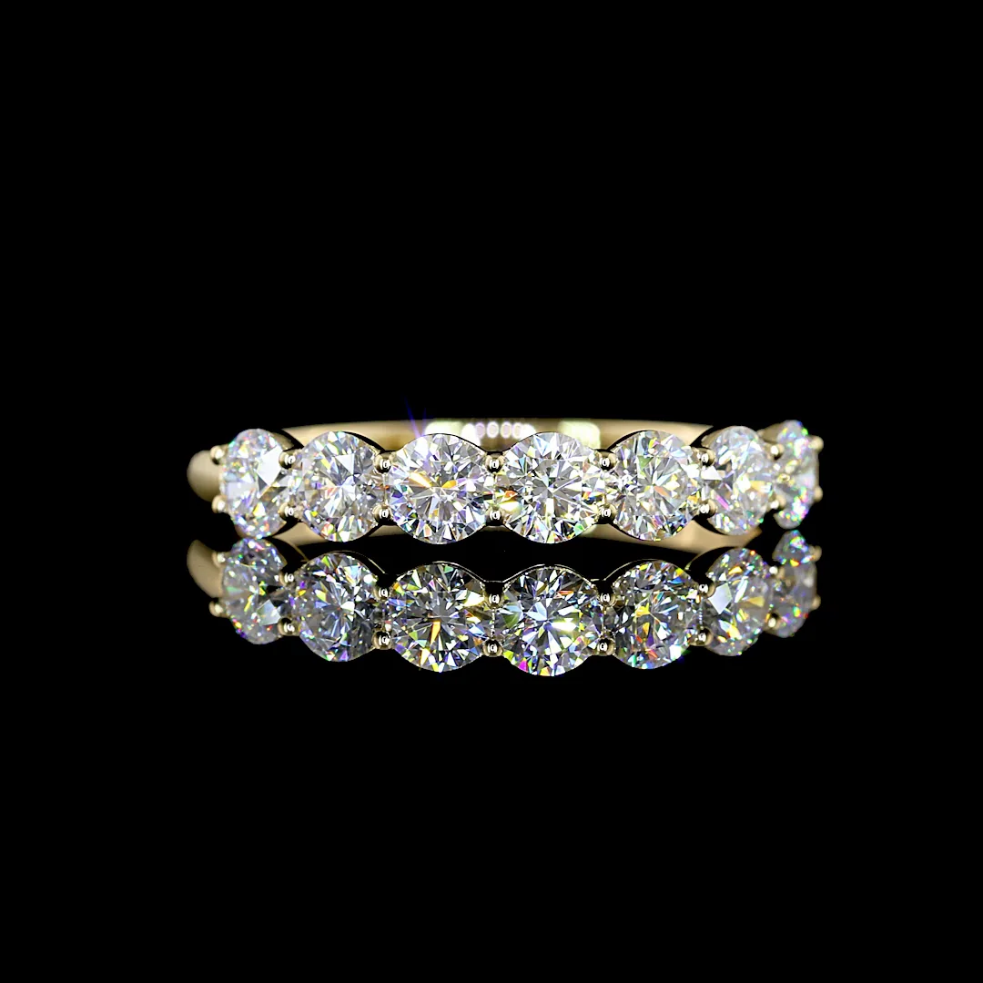 0.94 Cts 14k Yellow Gold Round Shape 7 Stones Eternity Band - Video