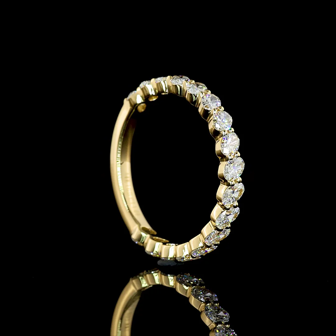 1.06 Cts 14k Yellow Gold Oval Shape 3/4 Band Eternity Band - Image 2