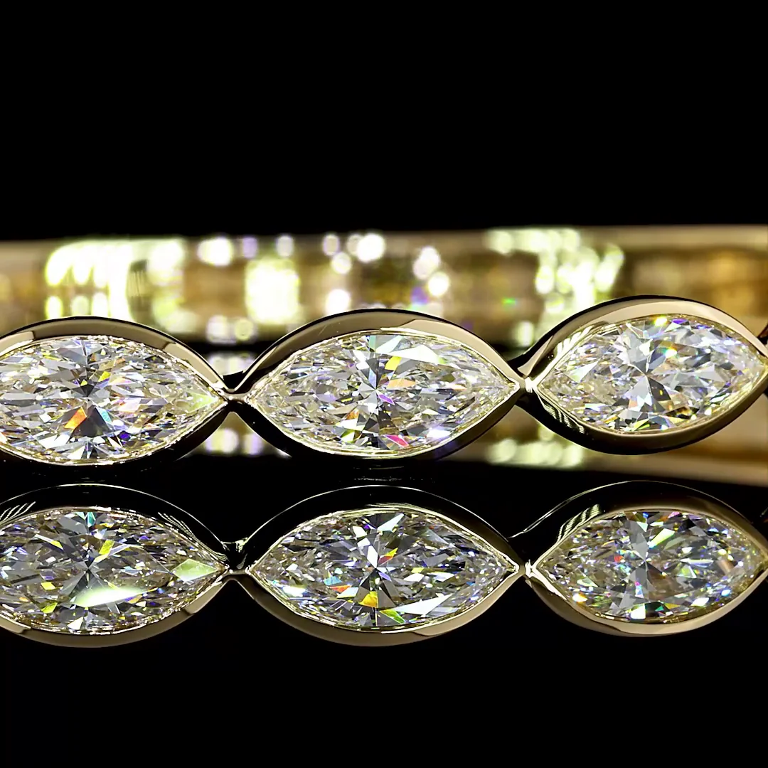 4.29 Cts 14k Yellow Gold Marquise Shape Bangles Bracelet - Image 2