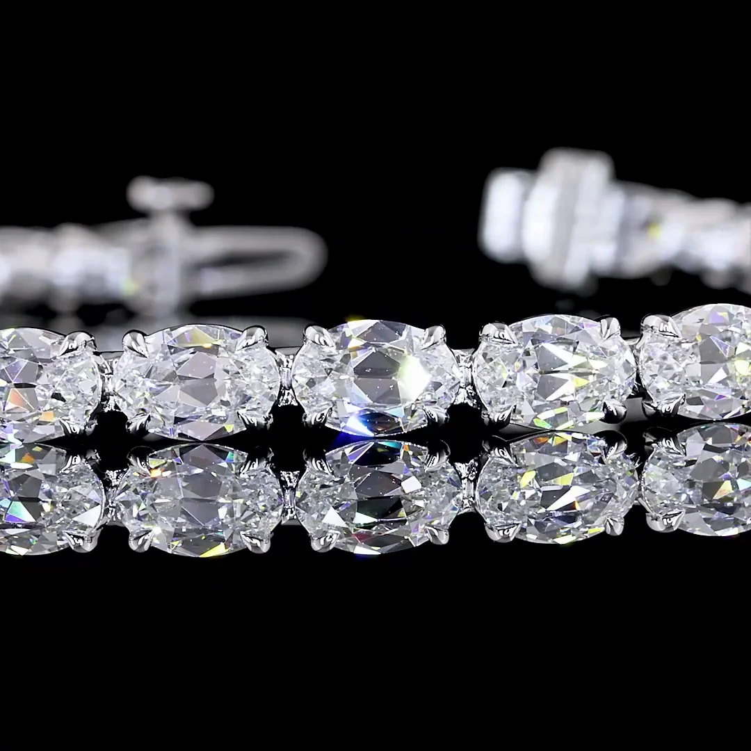 9.97 Cts 14k White Gold Antique Oval Shape Tennis Bracelet - Image 2