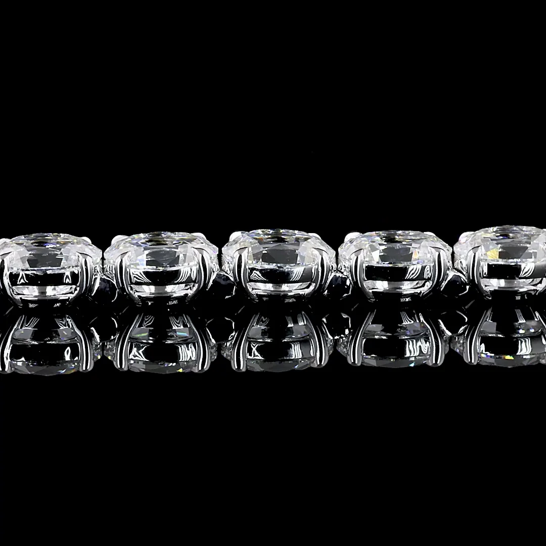9.97 Cts 14k White Gold Antique Oval Shape Tennis Bracelet - Image 3
