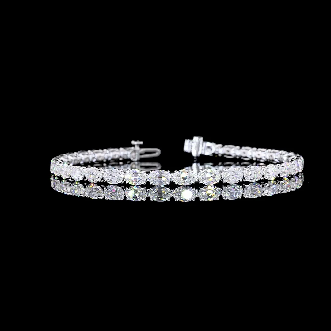 9.97 Cts 14k White Gold Antique Oval Shape Tennis Bracelet - Video