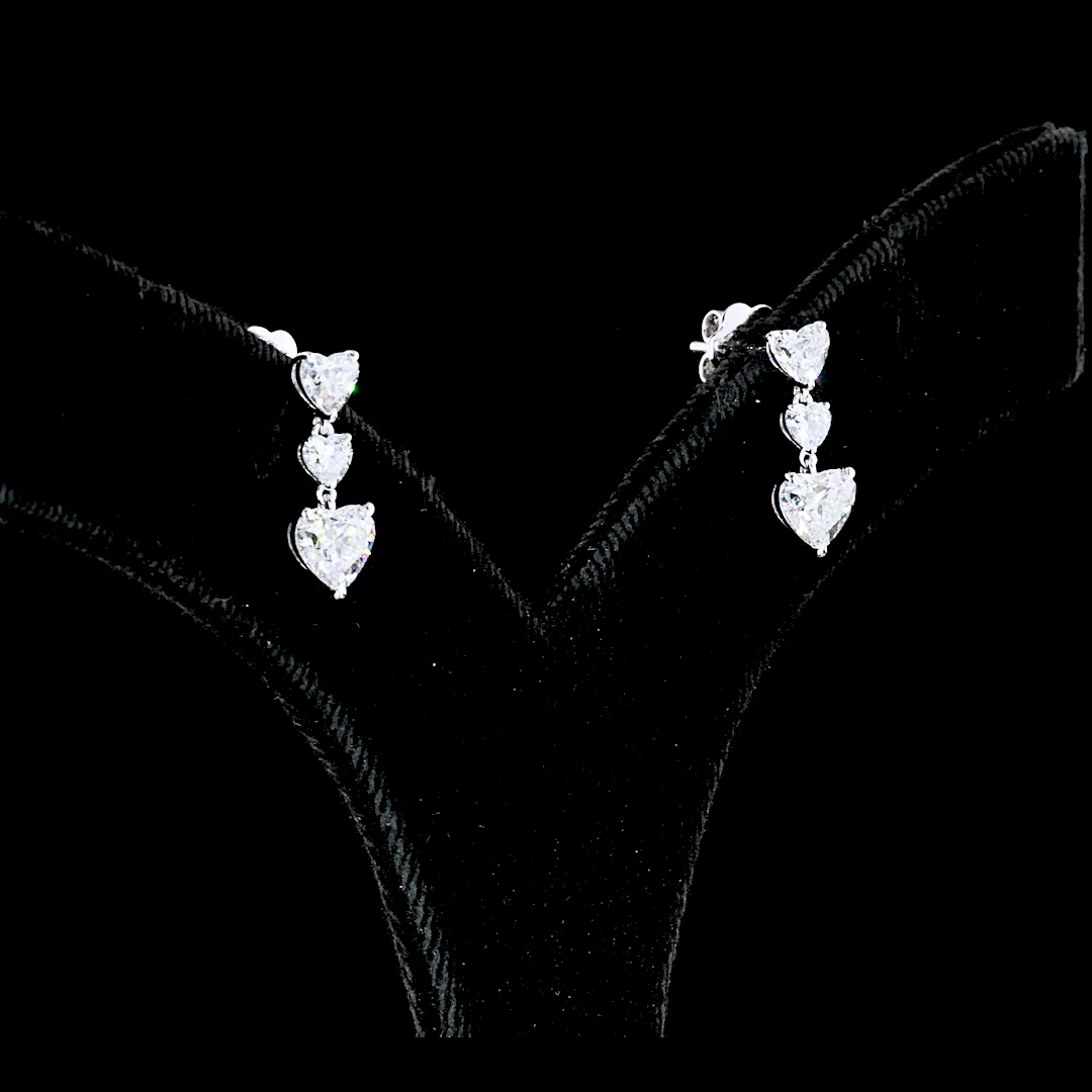 2.03 Cts 14k White Gold Heart Shape Hanging Earring - Video