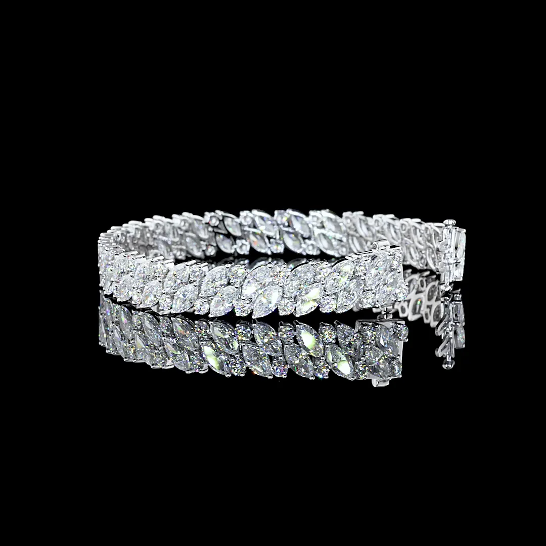 19.76 Cts 14k White Gold Mix Shape Tennis Bracelet - Image 2