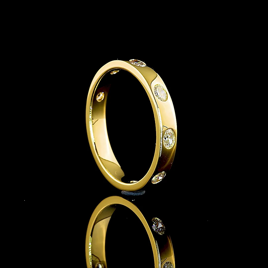 0.38 Cts 14k Yellow Gold Oval Shape 3/4 Band Eternity Band - Image 2