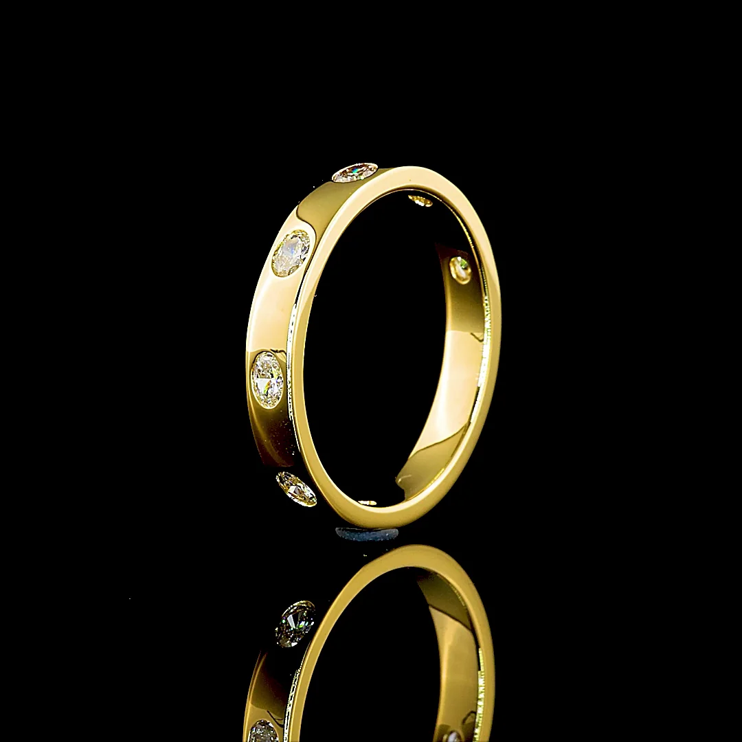 0.38 Cts 14k Yellow Gold Oval Shape 3/4 Band Eternity Band - Image 4