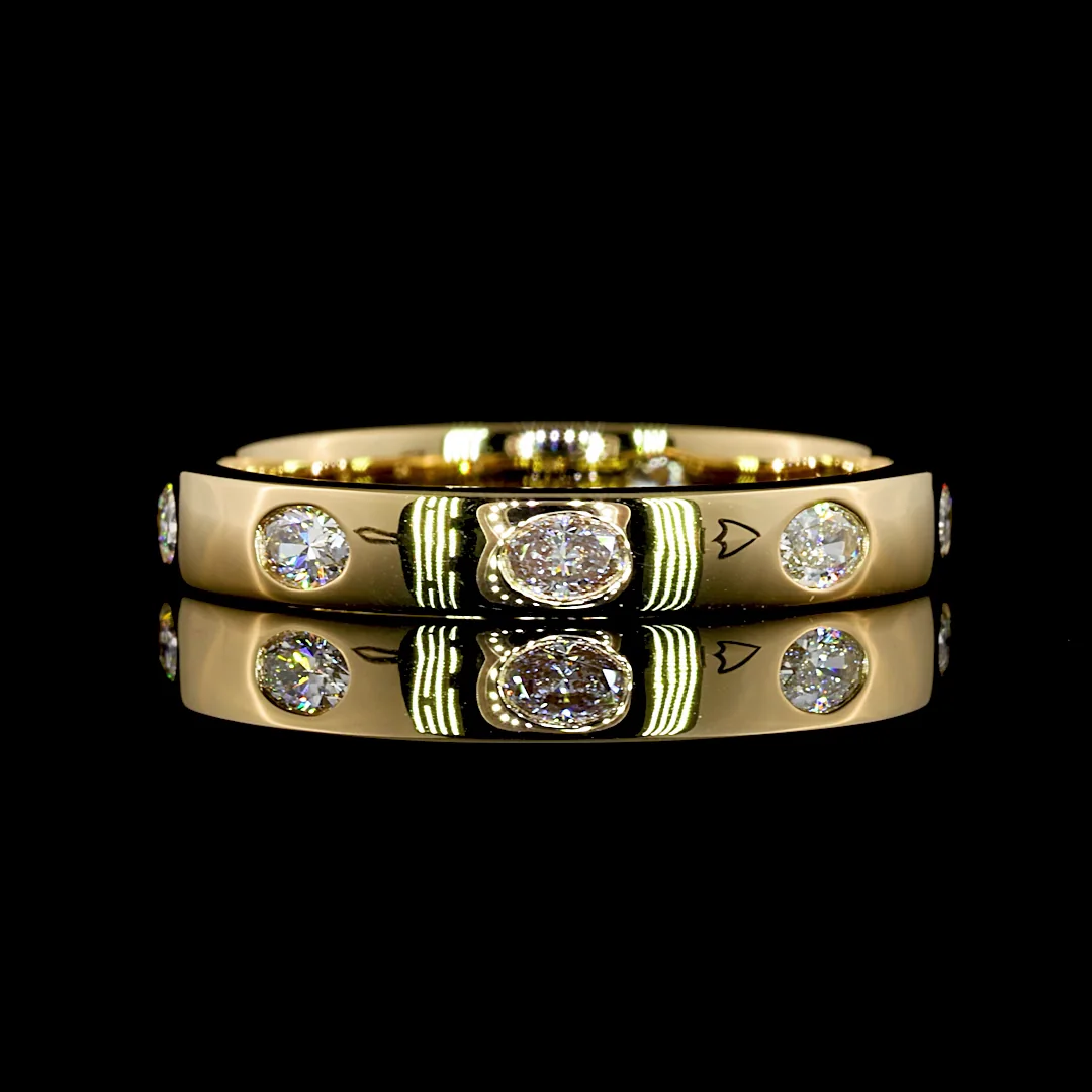 0.38 Cts 14k Yellow Gold Oval Shape 3/4 Band Eternity Band - Video