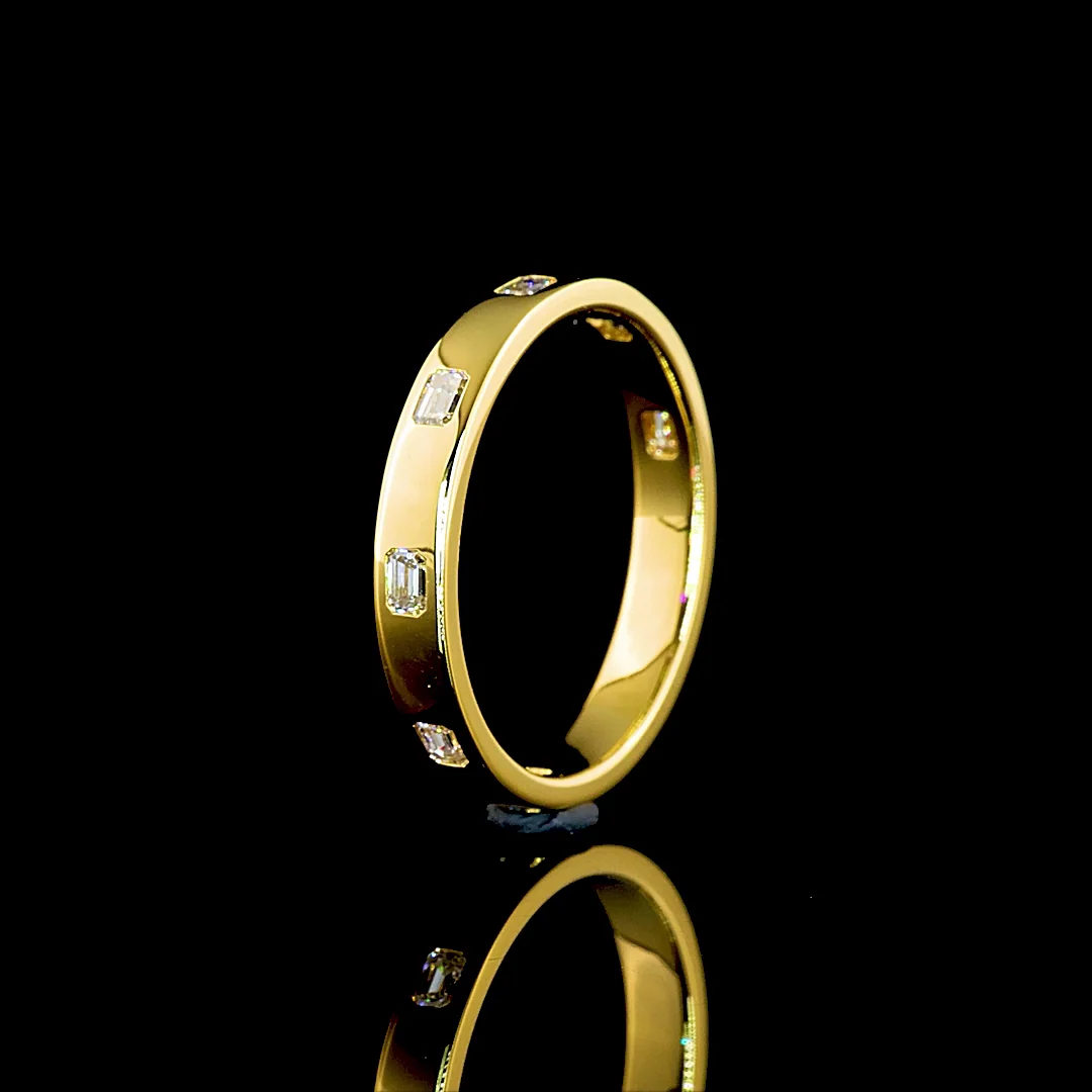 0.36 Cts 14k Yellow Gold Emerald Shape 3/4 Band Eternity Band - Image 4