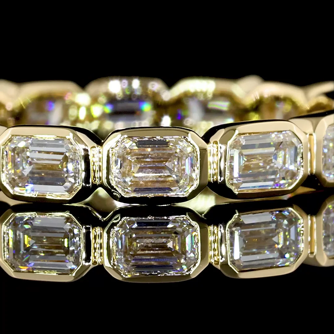 1.62 Cts 14k Yellow Gold Emerald Shape Eternity Band Eternity Band - Image 3