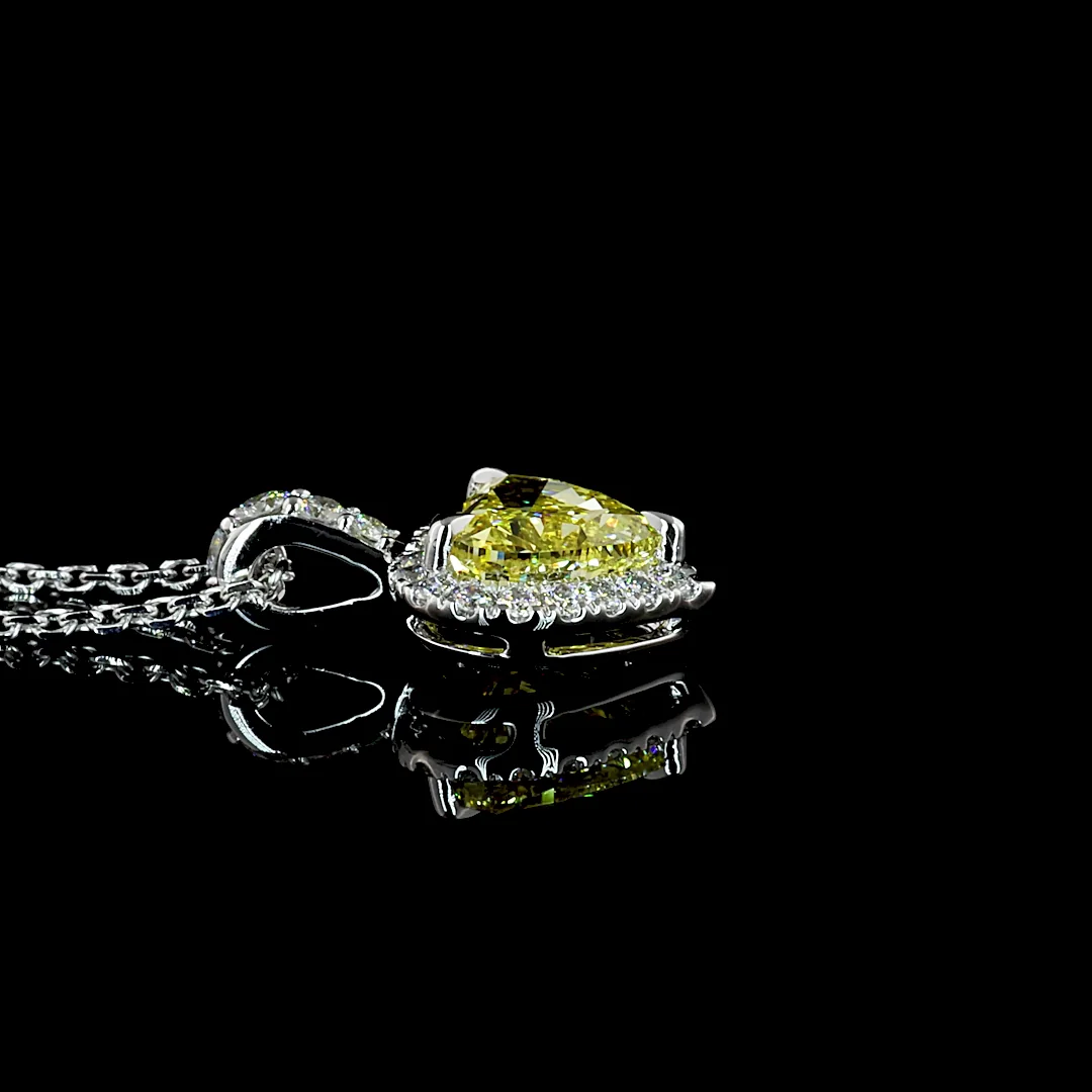 1.27 Cts 14k White Gold Heart Shape Halo Pendant - Image 2